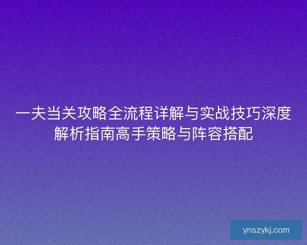 一夫当关攻略全流程详解与实战技巧深度解析指南高手策略与阵容搭配