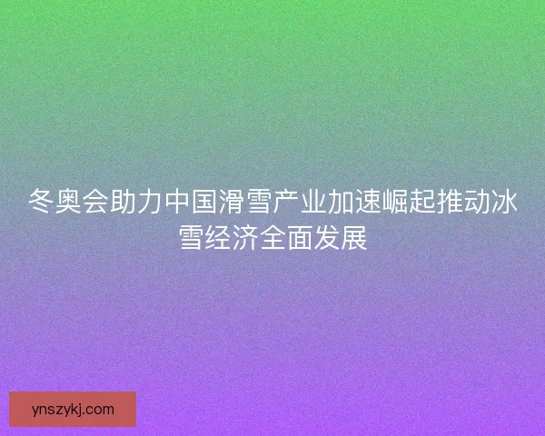 冬奥会助力中国滑雪产业加速崛起推动冰雪经济全面发展